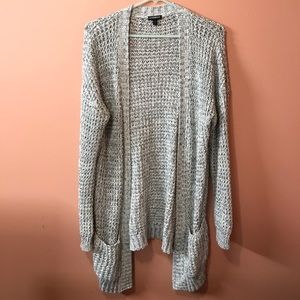 Express Waffleknit Gray Cardigan